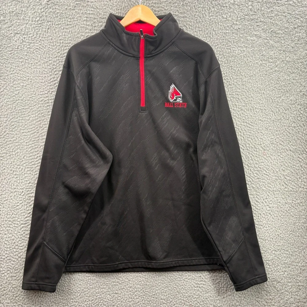 Ball State University Sweatshirt Mens Large Black 1/4 Zip Pullover Athletic Top